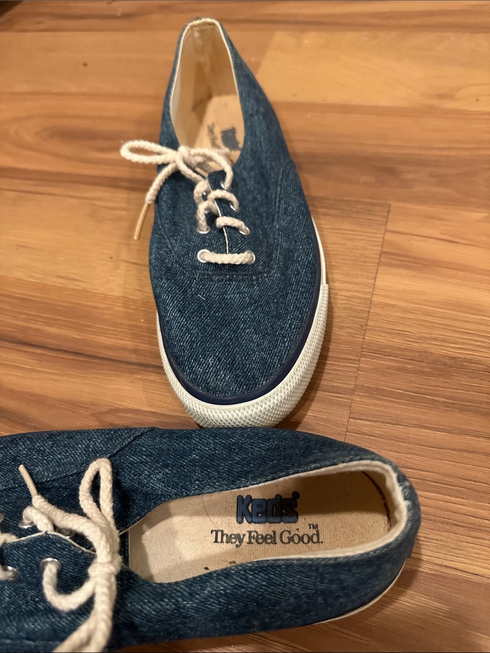 Vintage Keds Denim Lace-Up Sneakers - Navy Blue